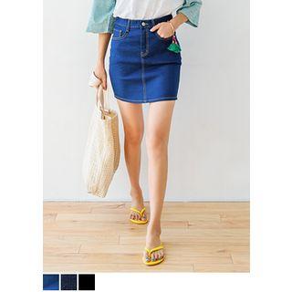Stitched Denim Skirt