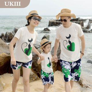 Family Set: Cat Short-sleeve T-shirt + Shorts