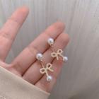 Bow Faux Pearl Earring 1 Pc - Gold - One Size