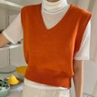 Wool Blend Short Knit Vest
