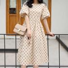 Dotted Balloon-sleeve A-line Dress
