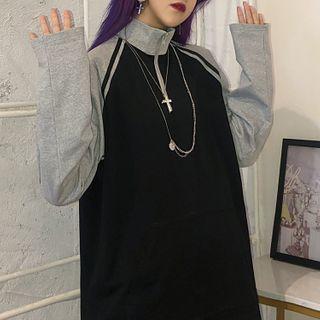 Stand Collar Half-zip Raglan-sleeve Pullover