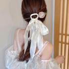 Flower Fabric Ribbon Alloy Hair Stick Nude Pink Flowre - White - One Size