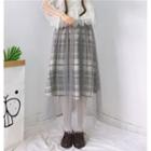 Mesh Overlay Plaid Skirt