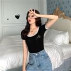 Short-sleeve Embroidered Slim Fit T-shirt