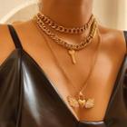 Layered Chain Necklace 0404 - Gold - One Size