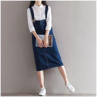 Denim Pinafore Midi Dress