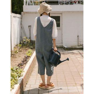Pocket-trim Linen Blend Jumpsuit