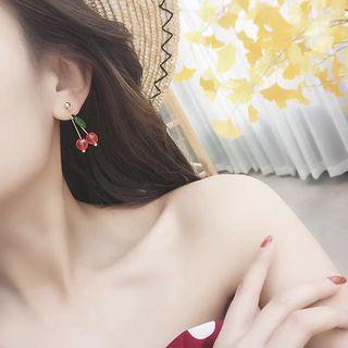 Acrylic Cherry Earring Stud Earring - 1 Pair - Tangerine Red - One Size