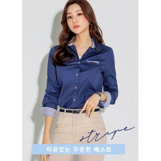 Studded Stripe-panel Shirt