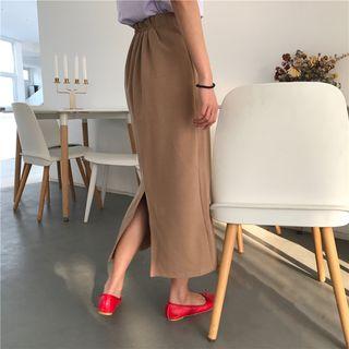 Straight Fit Slit Back Maxi Skirt