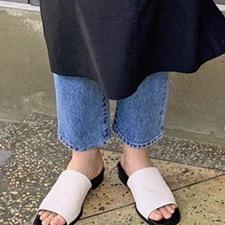 Peep-toe Low-heel Mules