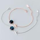 925 Sterling Silver Fish Tail Faux Crystal Bracelet