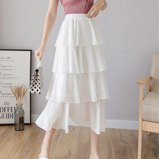 Layered Midi A-line Chiffon Skirt