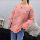 Argyle Furry Knit Sweater