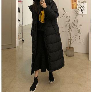 Hooded Padded Long Jacket One Size