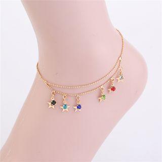 Star Layered Anklet Gold - One Size