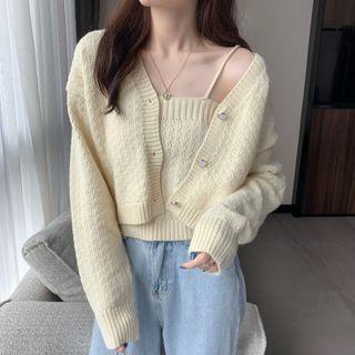 Plain Crop Camisole & Cropped Cardigan