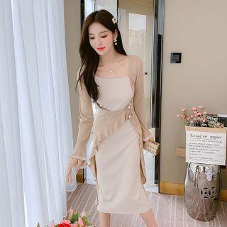 Mock Two-piece Midi Sheath Dress