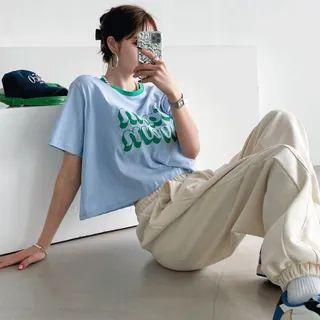 Set In 2: Short-sleeve Cropped T-shirt