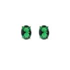Faux-gem Oval Ear Studs (green) One Size