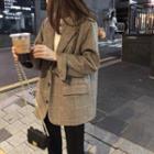 Long-sleeve Single Breasted Plaid Blazer