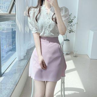 V-neck Full-lace Blouse
