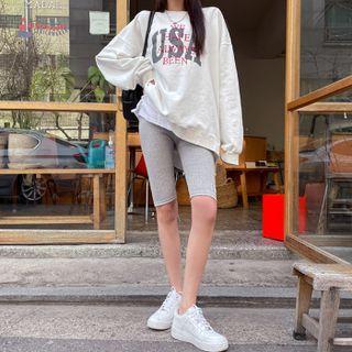 Patch-detail Ribbed Biker Shorts