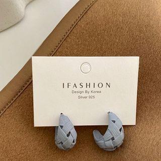 Faux Woven Alloy Open Hoop Earring