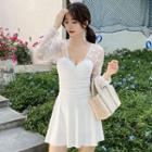 Long-sleeve Heart Mesh Swimdress