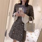Tweed Long-sleeve Top / A-line Tweed Skirt