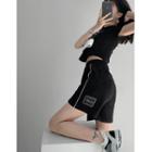Labeled Wide-leg Sweatshorts