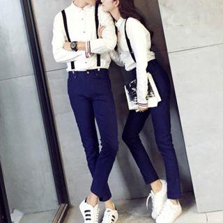 Couple Matching Slim Fit Suspender Pants