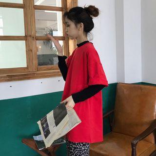 Oversized Plain Top / Leopard Skirt