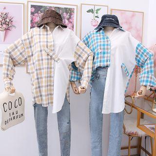 Patchwork Asymmetric Loose-fit Shirt
