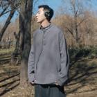 Mock-turtleneck Long-sleeve Half-button Top