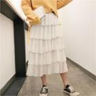 Chiffon Layered Maxi Skirt Ivory - One Size