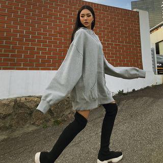 Hooded Loose-fit Fleece-lined Pullover