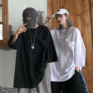 Couple Matching Pocket 3/4-sleeve T-shirt