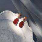 Geometry Drop Earring 1 Pair - Red & Gold - One Size