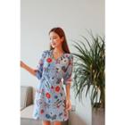 3/4-sleeve Wrap-front Floral Dress With Sash