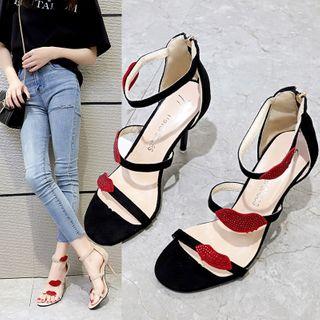 Lips Faux Suede High-heel Sandals