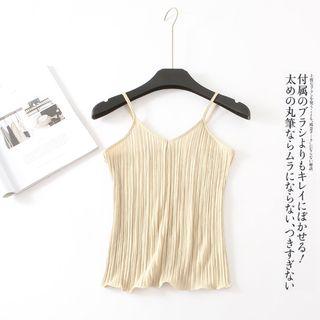 V-neck Camisole Top Beige - One Size