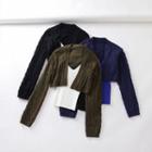 Set: Ribbed Knit Camisole Top + Cropped Cable Knit Cardigan