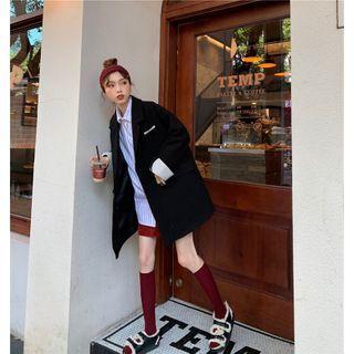 Plain Button-up Loose-fit Coat