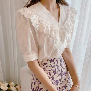 Frilled-detail Double-breasted Blouse