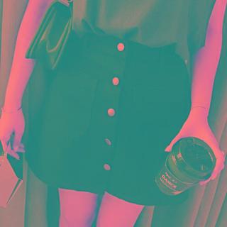 Button-up A-line Mini Denim Skirt