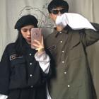 Couple Matching Applique 3/4-sleeve Shirt