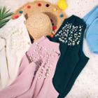 Faux Pearl Cold-shoulder Sweater