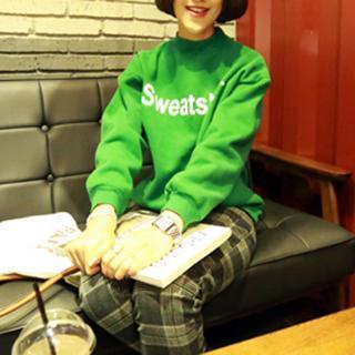 Lettering Mock Neck Pullover